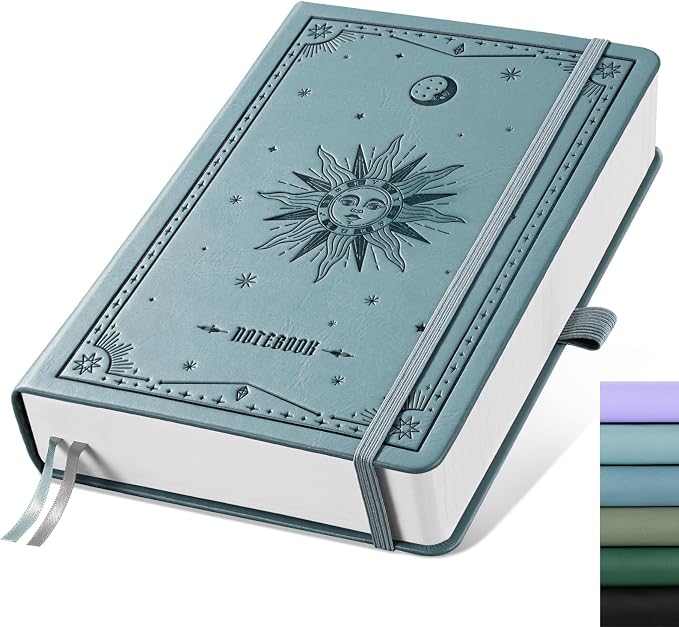 EMSHOI Lined Journal Notebook, 320 Numbered Pages, A5 Size | Leather Hardcover by EMSHOI