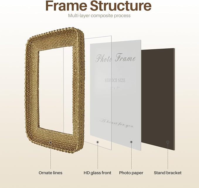 Cuspin Vintage Gold 5x7 Picture Frame, Retro Design Home Decor - Image 4