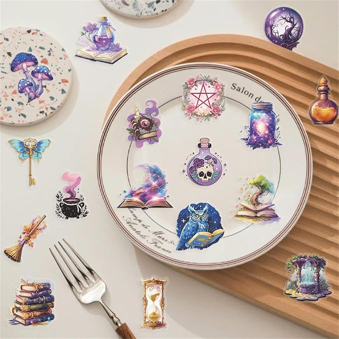 50 Pieces Magic Stickers for Transparent Scrapbooking, Witchy Crystal Aesthetic - Image 4