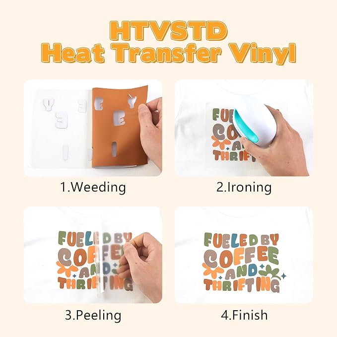 HTVSTD Chocolate Brown Boho HTV Heat Transfer Vinyl 8pcs 12×10in | Vivid Color - Image 3
