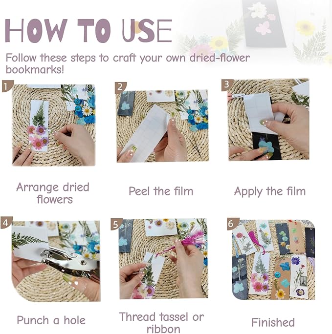 Bakayoyo 451 pcs DIY Dried Pressed Flowers Bookmark Making Kit, DIY Paper Book - Image 5