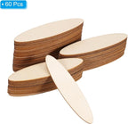 PATIKIL 80x20x1.7mm Wood Pieces, 60 Pack Unfinished Oval Wood Shapes Blank - Image 3