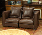 iLAND Dollhouse Furniture Sectional Dollhouse Couch Set Brown Faux Leather Sofa - Image 7