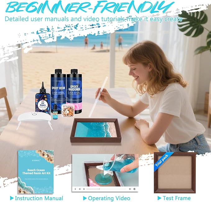 KISREL Ocean Resin Art Kit, Beginner DIY Ocean Painting Full Set of Tools + - Image 5