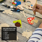 Subacy 80 PCS Unfinished Wood Cutouts 8 Styles DIY Wooden Spring Ornaments - Image 7