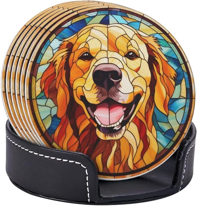 Drink Coaster Set of 6, Leather Drink Coasters - Image 4