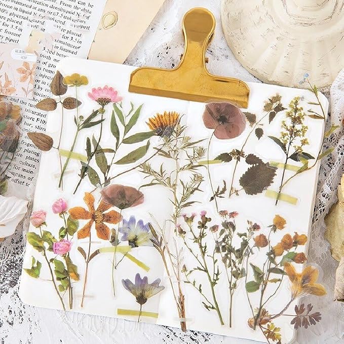 Imeepa 320Pcs Natural Flower Stickers Transparent Scrapbooking Stickers | PET - Image 7