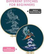 TINDTOP Embroidery Kit for Beginners Adult, Kingfisher Embroidery Kit for - Image 3
