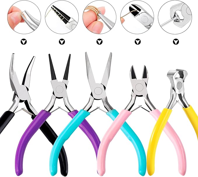 URSKYTOUS 5Pcs Jewelry Pliers Set Jewelry Making Pliers Tools Kit Include - Image 6