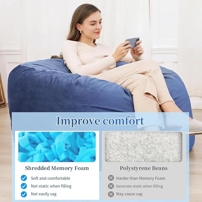 Bean Bag Filler, 40 lbs Shredded Memory Foam Filling, Soft Pillow Stuffing Bean - Image 4