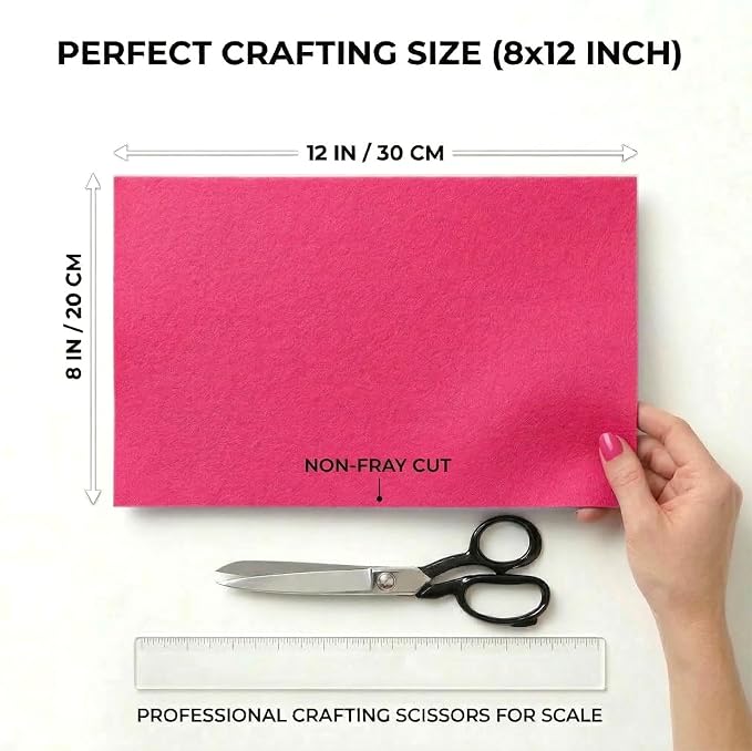 Hot Pink Felt Fabric Sheets Stiff 20 Pcs 8" X 12", 1mm Thick Assorted Color - Image 2