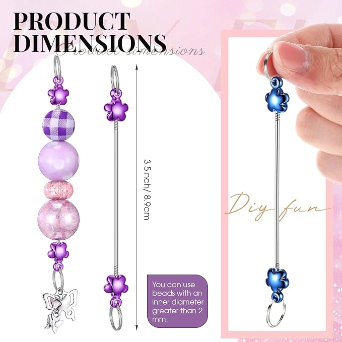 Tondiamo 24 Pcs Beadable Keychain Bars Bulk Blank DIY Metal Beaded Keychain - Image 2
