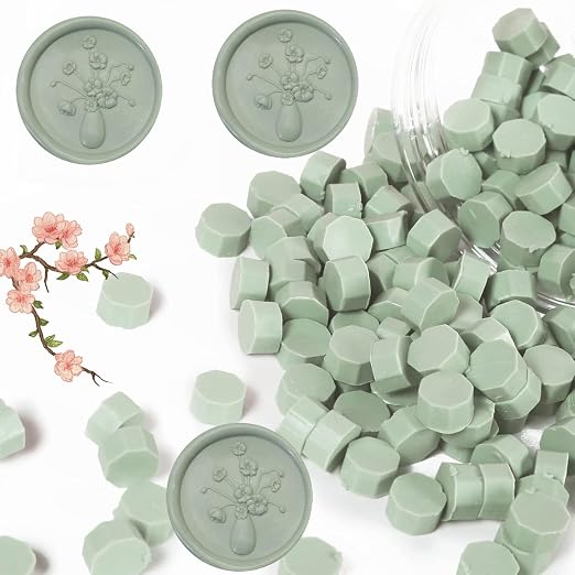 300 Pcs Wax Seal Beads, Sage Green Sealing Wax Beads, Refilling Octagon Wax - Image 4