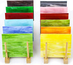 12 Sheets Opaque Stained Glass Bulk Variety Pack, 4 x 6 Inch Mosaic Glass Tiles by UZLUbuywithconfidence