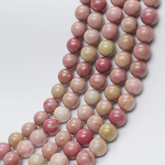 MJDCB Natural Red Stripes Rhodonite Round Stone Beads - Image 7