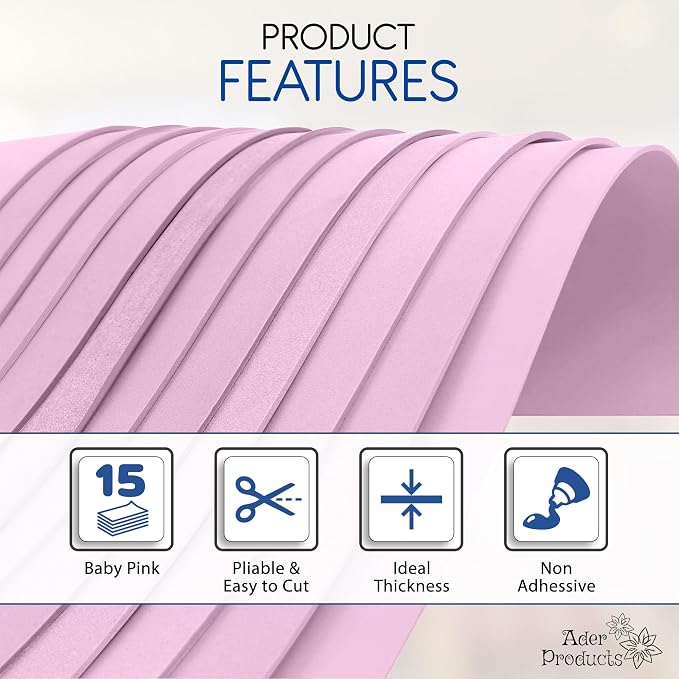 Baby Pink EVA Foam Sheets for Crafts, 9 x 12 Inch, 2mm Thickness – Ideal for - Image 4