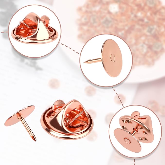 JANYUN 120 Pairs Butterfly Clutch Tie Tacks, Blank Pin Clasp Back | Rose Gold - Image 4