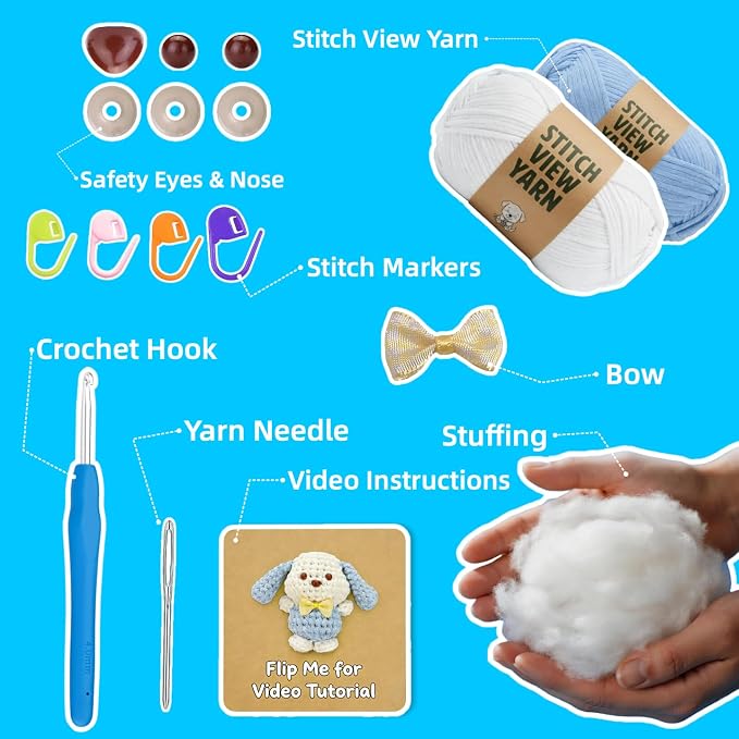 BUNUKY Crochet Kit for Beginners, Amigurumi Puppy Crochet Starter Kit - Image 2