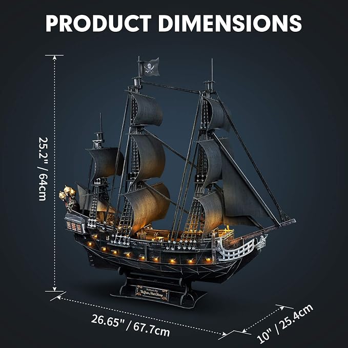 CubicFun 3D Puzzles Queen Anne's Revenge Pirate Ship Puzzle Kit, 340 Pieces - Image 6
