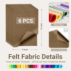 Mocha Brown Soft Felt Sheets for Crafts, 1.6mm Thick, Kids' Crafts, DIY Projects - Image 2