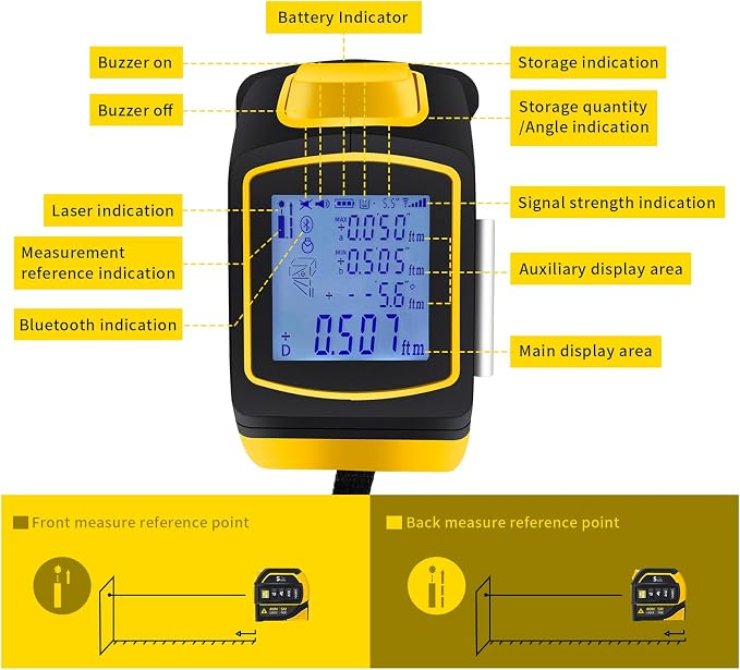 4-in-1 Laser Tape Measure with Laser Level Crosshairs |130ft/40m Laser - Image 3