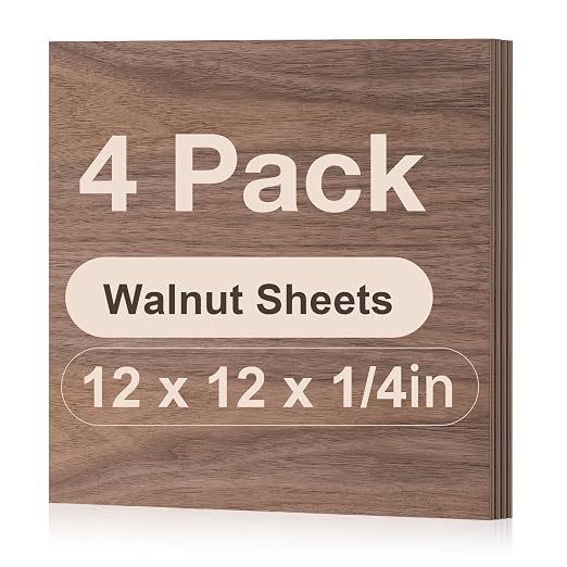 4 Pack Walnut Plywood Sheets, 6mm Plywood by Wowood