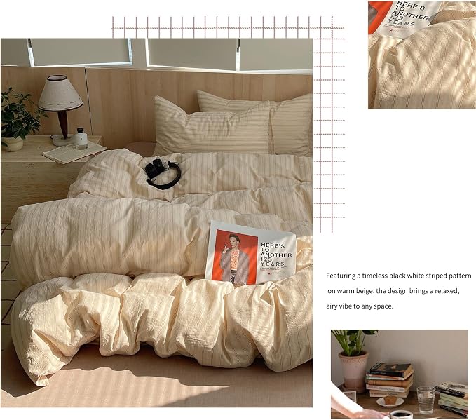 mixinni Retro Striped Duvet Cover Set Full Size - Image 8