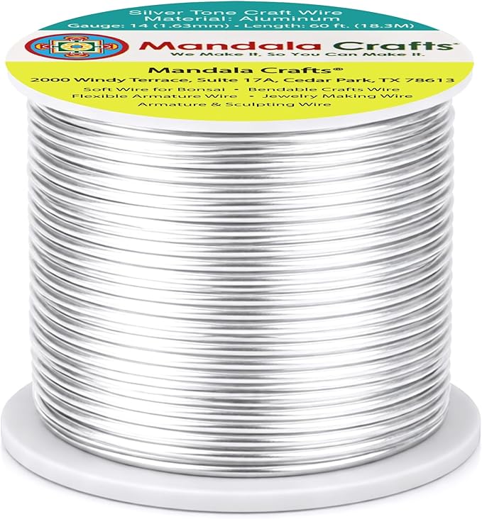 Mandala Crafts 14 Gauge Silver Tone Anodized Aluminum Craft Wire, 60 FT | - Image 2