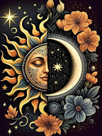 MYBISYMQQ Stamping Cross Stitch Kit Sun and Moon, Round Counting Cross Stitch by Unknown