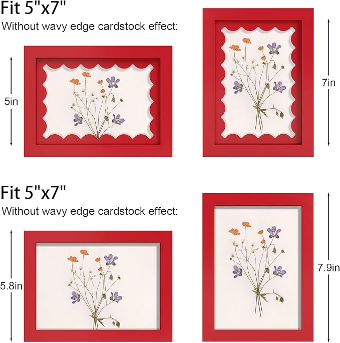 5x7 Picture Frame with Real Glass, Wooden cute 5 x 7 Photo Frame with Wavy Mat - Image 3