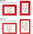 5x7 Picture Frame with Real Glass, Wooden cute 5 x 7 Photo Frame with Wavy Mat - Image 3