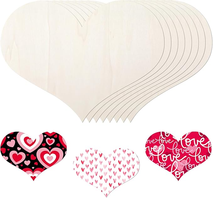 12 Pack 12 Inch Valentine Wood Heart Cutouts by Anglechic