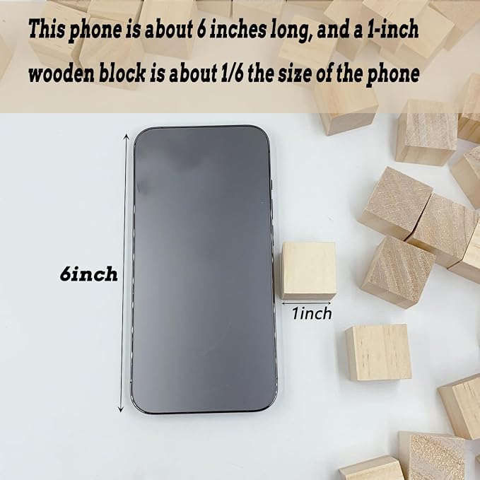 1 Inch Wood Blocks for Crafts, Unfinished Wood Cubes, Natural Blank Square - Image 4