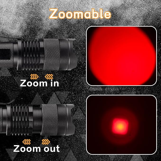 High Power 1 Mode Red LED Flashlight, Single Mode Red Flashlight, Night - Image 5