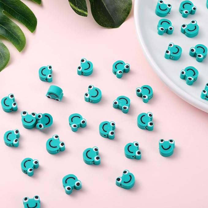 100pcs Frog Polymer Clay Spacer Beads - Image 2