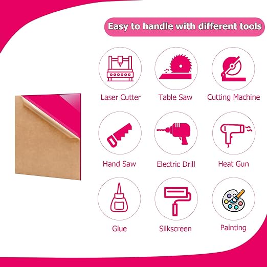2 Pack 16'' x 20'' Opaque Pink Acrylic Sheet, 3mm Thick Acrylic Plastic Sheet - Image 4