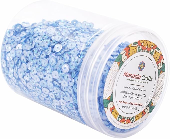 Mandala Crafts 6mm Cup Holographic Sky Blue Sequins - Image 4