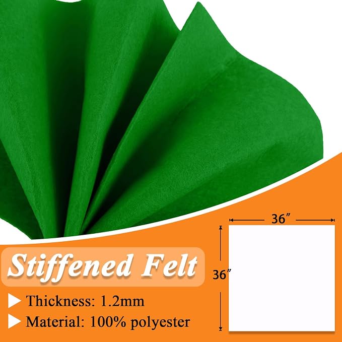 IONTACH 36" X 36" Emerald Green Stiff Felt Fabric 1.2mm Thick | Felt Sheet - Image 3
