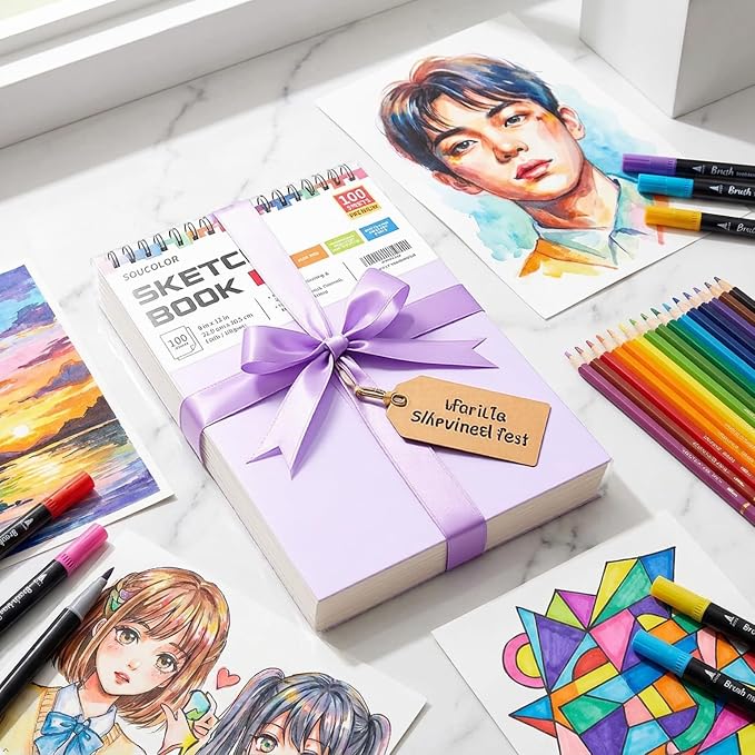 Soucolor 9x12 Sketch Book, 100 Sheets Drawing Paper, Sketchbook - Image 6