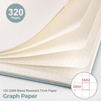 EMSHOI Graph Grid Journal Notebook, 320 Pages, A5 Size | Leather Hardcover - Image 3