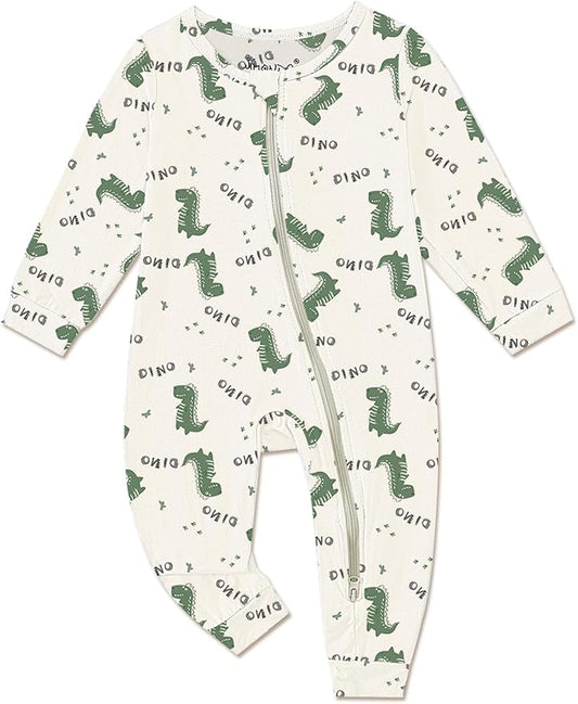 Jimonda Baby Girls Boys Footless Pajamas,Rayon From Bamboo Pjs 2 Way Zipper Long Sleeve Soft Sleeper,Infant Tie-dye Romper