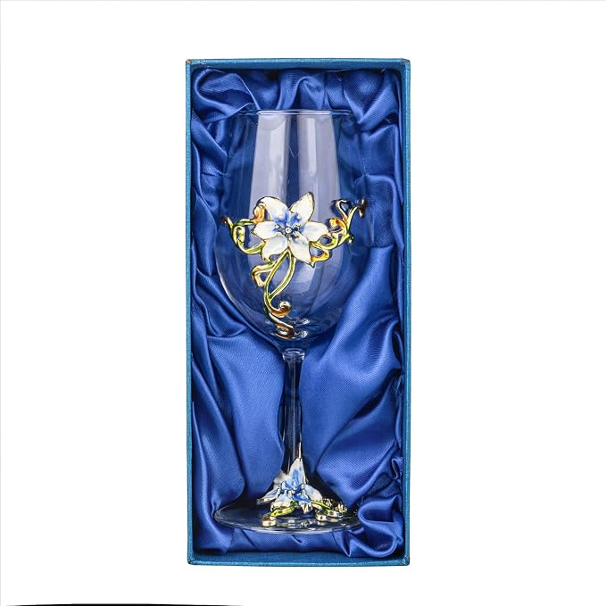 Simcat Handmade Painted Enamel Flower Glass Wine Glasses Transparent Refined - Image 2
