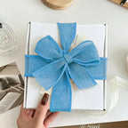 Light Blue Burlap Ribbon 1-1/2 inch X 10 Yard Blue Wired Ribbon | Natural Linen - Image 4