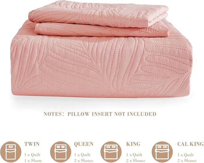 Exclusivo Mezcla King Size Quilt Bedding Set, Lightweight Blush Pink Quilts - Image 6