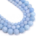 60pcs Natural Matte Light Blue Gemstone Beads，6mm Frosted Round Loose Stone by Yochus