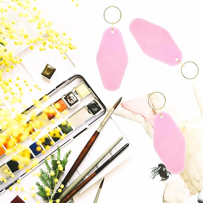 10pcs Blank Hotel Keychains Bulk Vintage Motel Keychain Vinyl Keychains Gold - Image 5