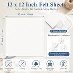 12" x 12" Felt Sheets for Crafts, 2mm Stiff Felt Fabric, Ivory | 2mm Thick - Image 3