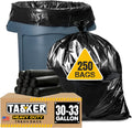 Tasker 30-33 Gallon Trash Bags Heavy Duty (MegaValue Pack 250 Count) Large Black Garbage Bags 30 Gallon - 32 Gallon - 33 Gallon- 35 Gallon. High Density Bags