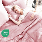 CozyLux King Size Comforter Set Pink, 7 Pieces Bed in a Bag, All Season Bedding - Image 3