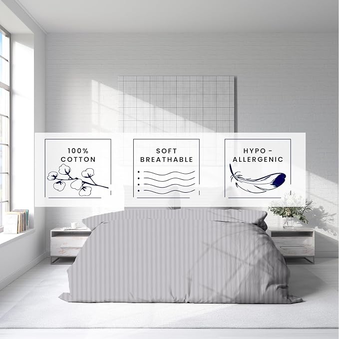 Kotton Culture 3 Pc King Size Duvet Cover Set- 100% Egyptian Cotton 600 Thread - Image 5
